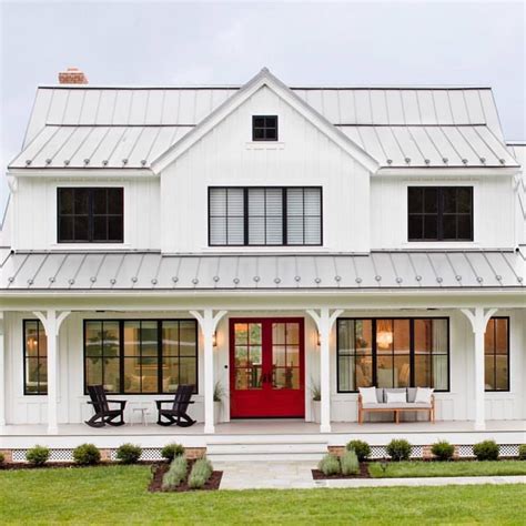 white metal roof ranch house|farmhouse with metal roof images.